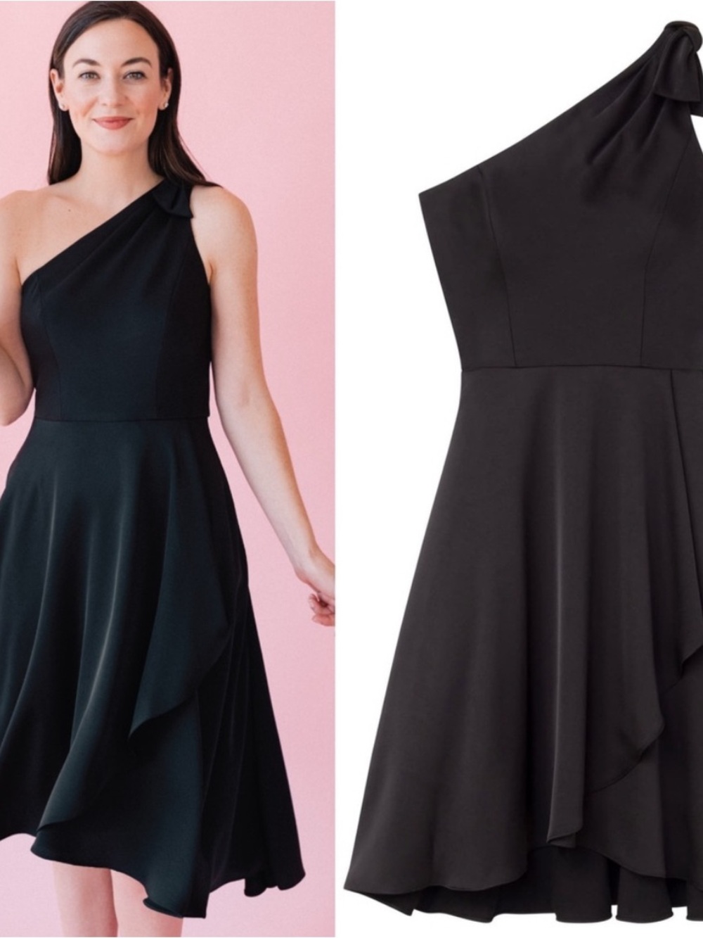 Gal Meets Glam Black One-Shoulder A-Line Dress
